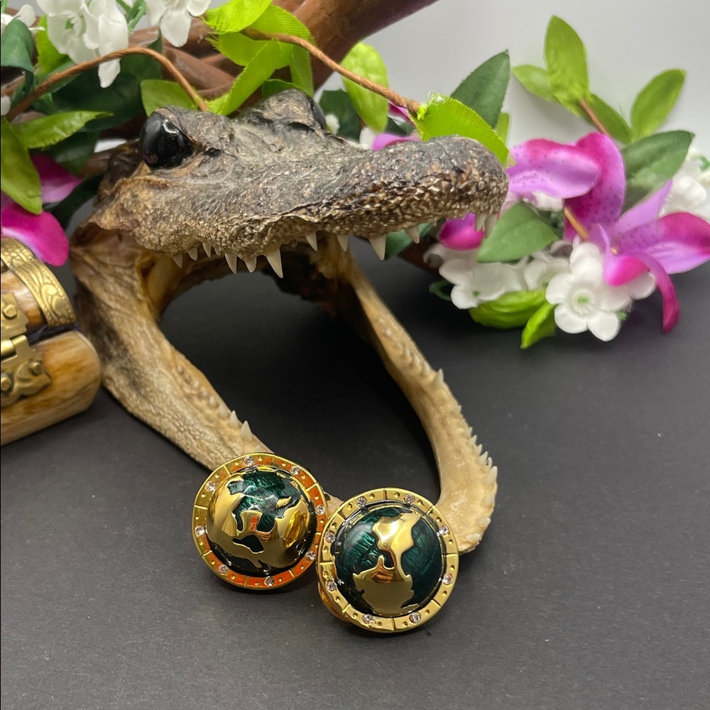 Kenneth Jay Lane earth clip earrings vintage